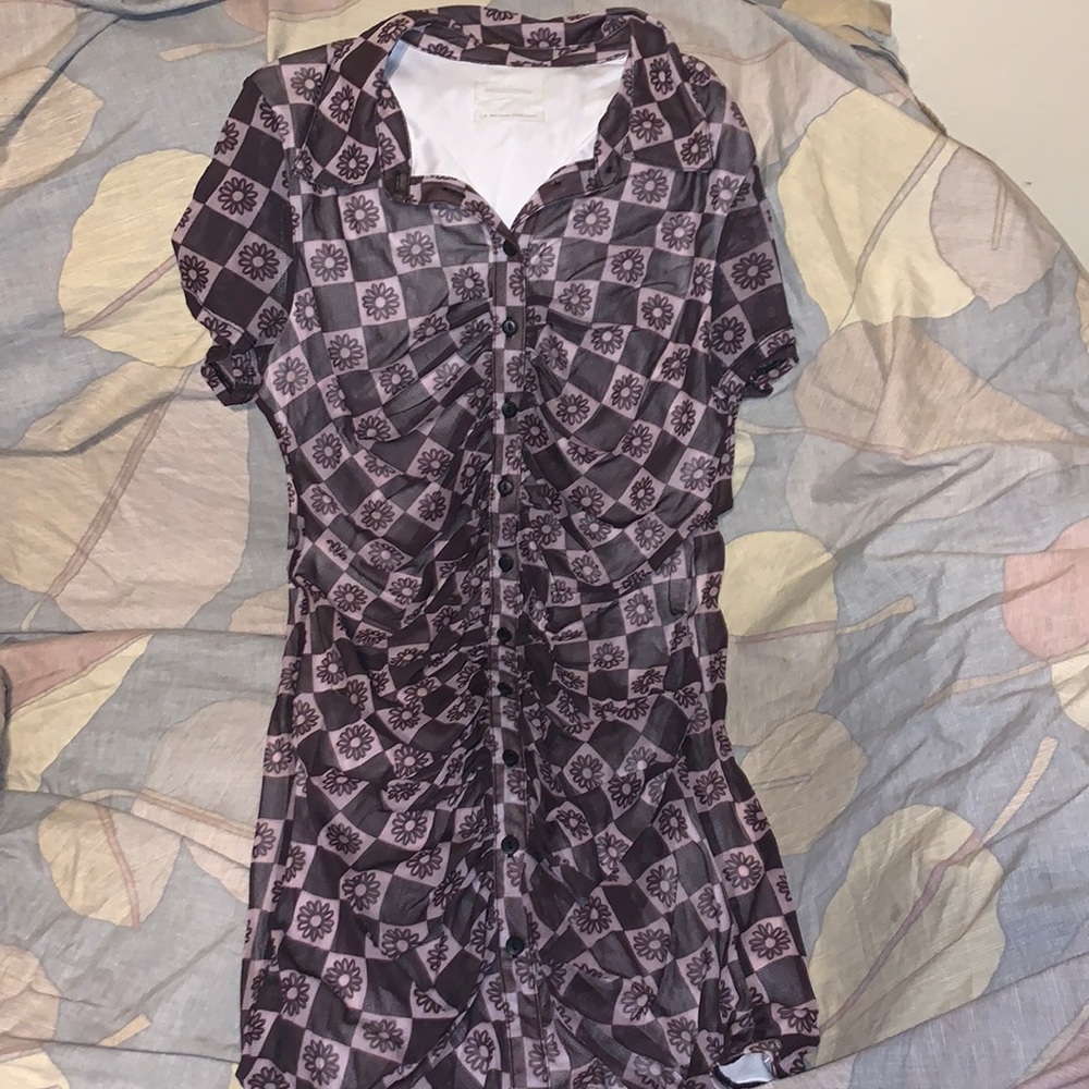 UO Checkered Daisy Dress urban outfitters vintage look